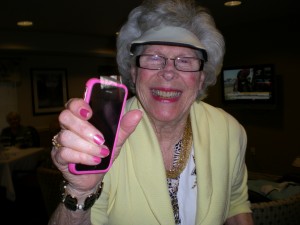 My MIL Ru turns to my iphone for entertainment